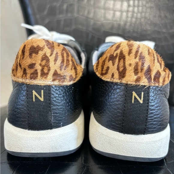 Naturalizer Black Leather and Leopard Print Sneakers - Picture 5 of 10